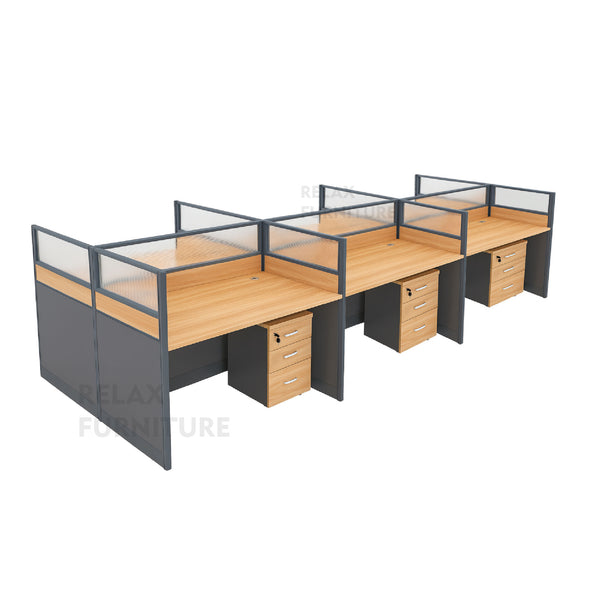 Workstation - 6 person (with 6 mobile pedestals)