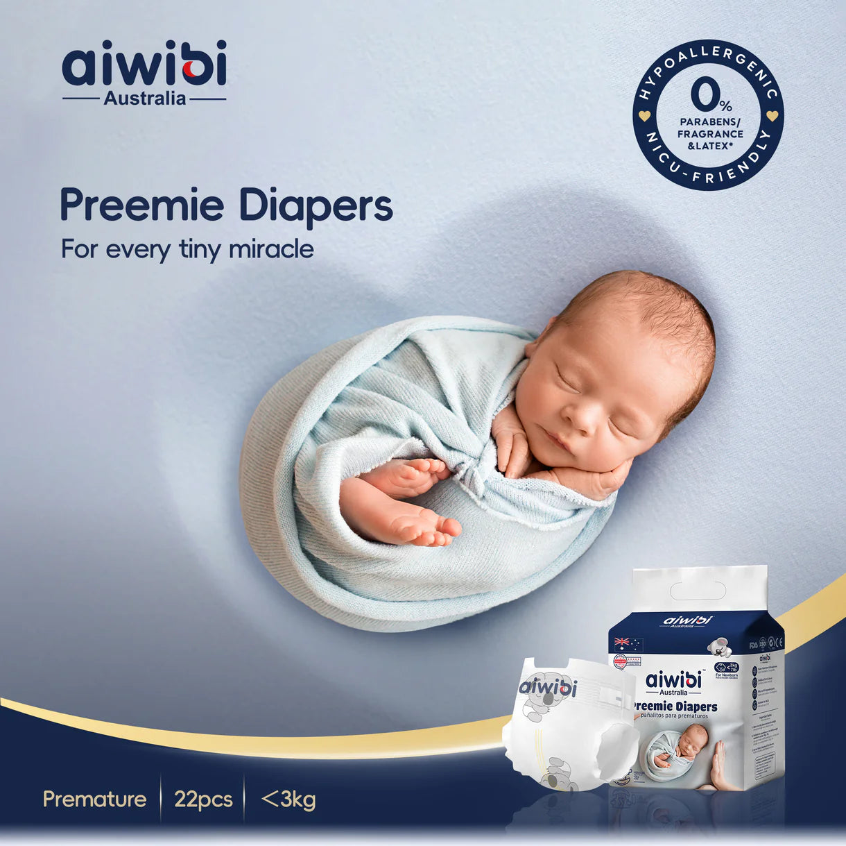 AIWIBI Diapers - PREEMIE - 22 pcs