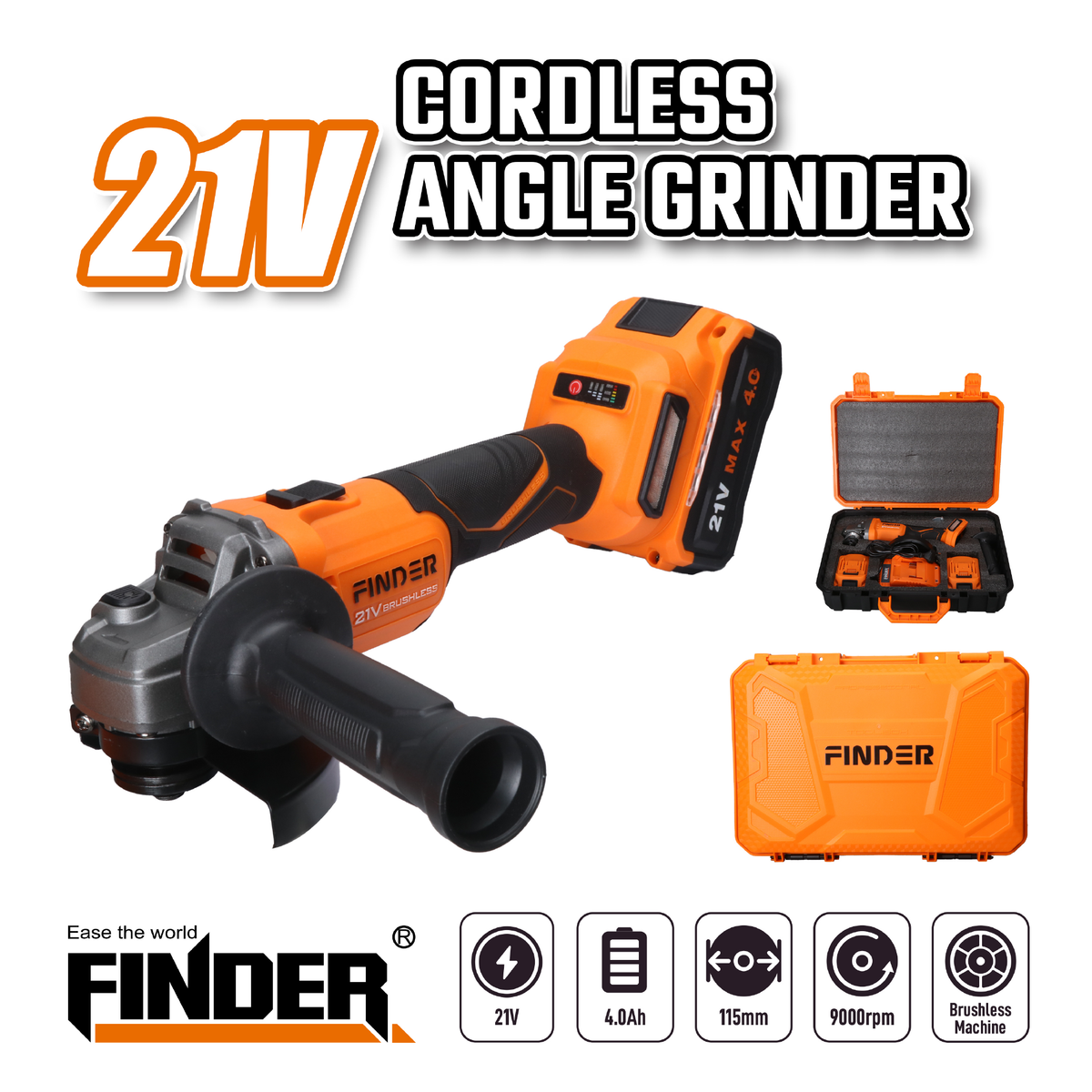 Brushless Cordless Angle Grinder - 21V
