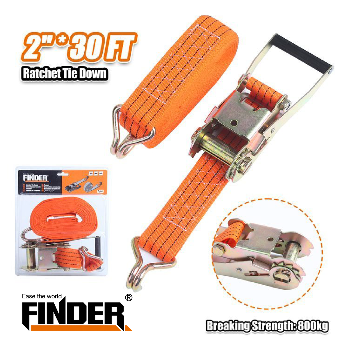Ratchet Tie Down - 2" x 30ft webbing