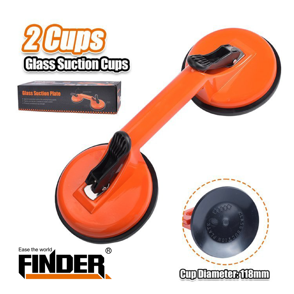 Glass Suction Cups - Aluminum - 2 cups