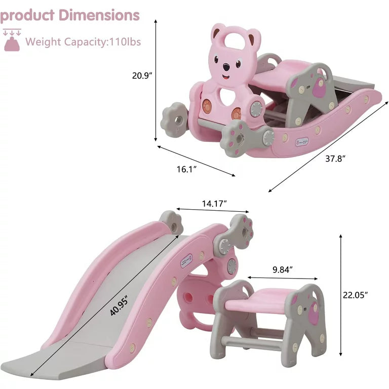 Convertible slide and rocker playset