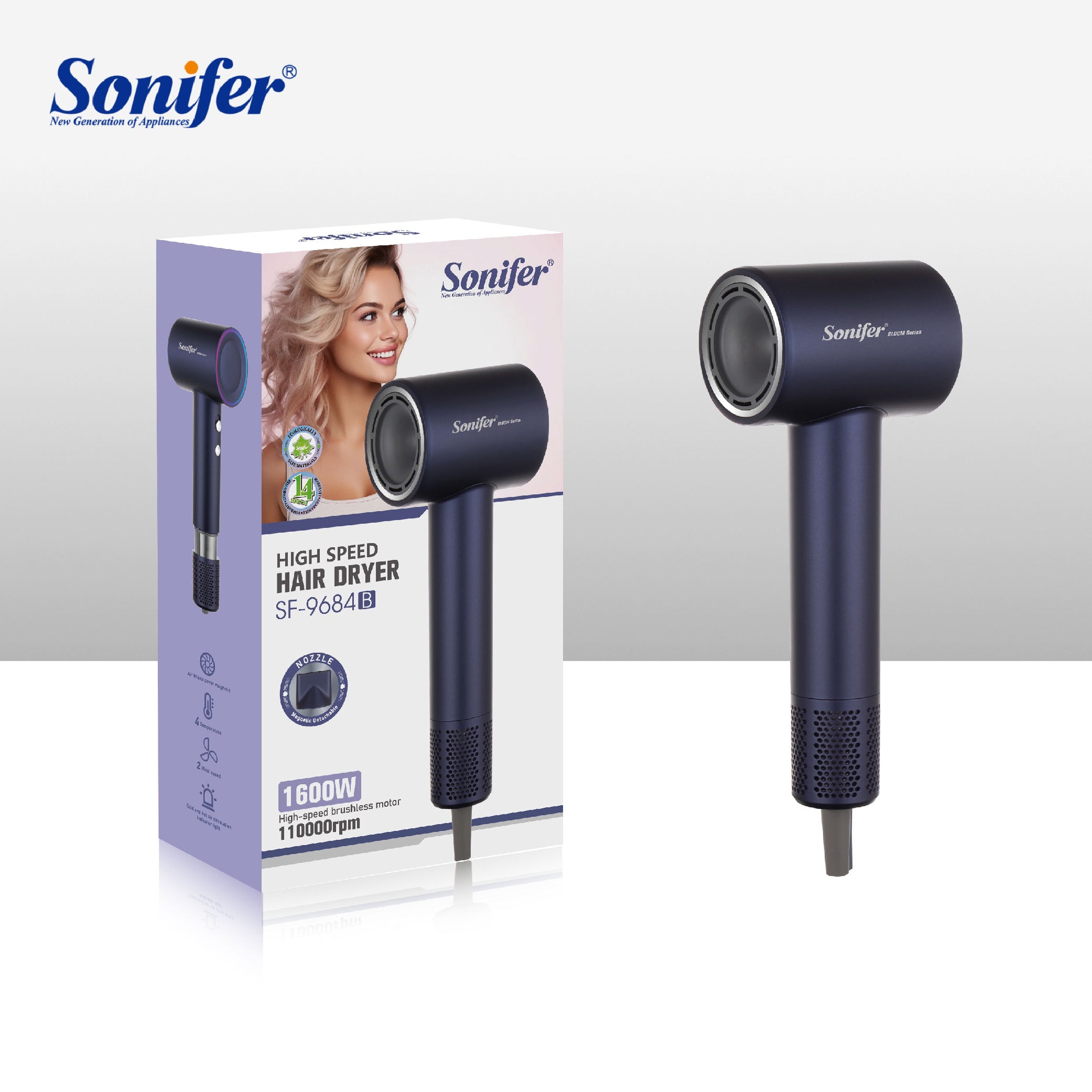 Sonifer -  Hot & Cold - High speed Hair Dryer - Blue