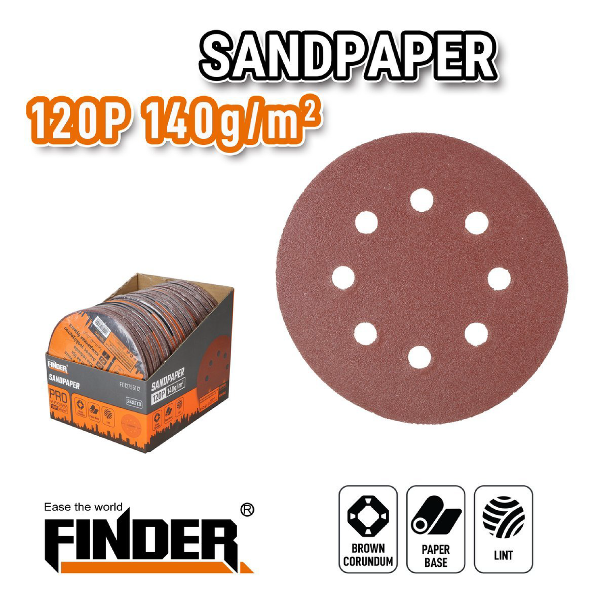 5 Pcs - Sandpaper 120P - 125mm