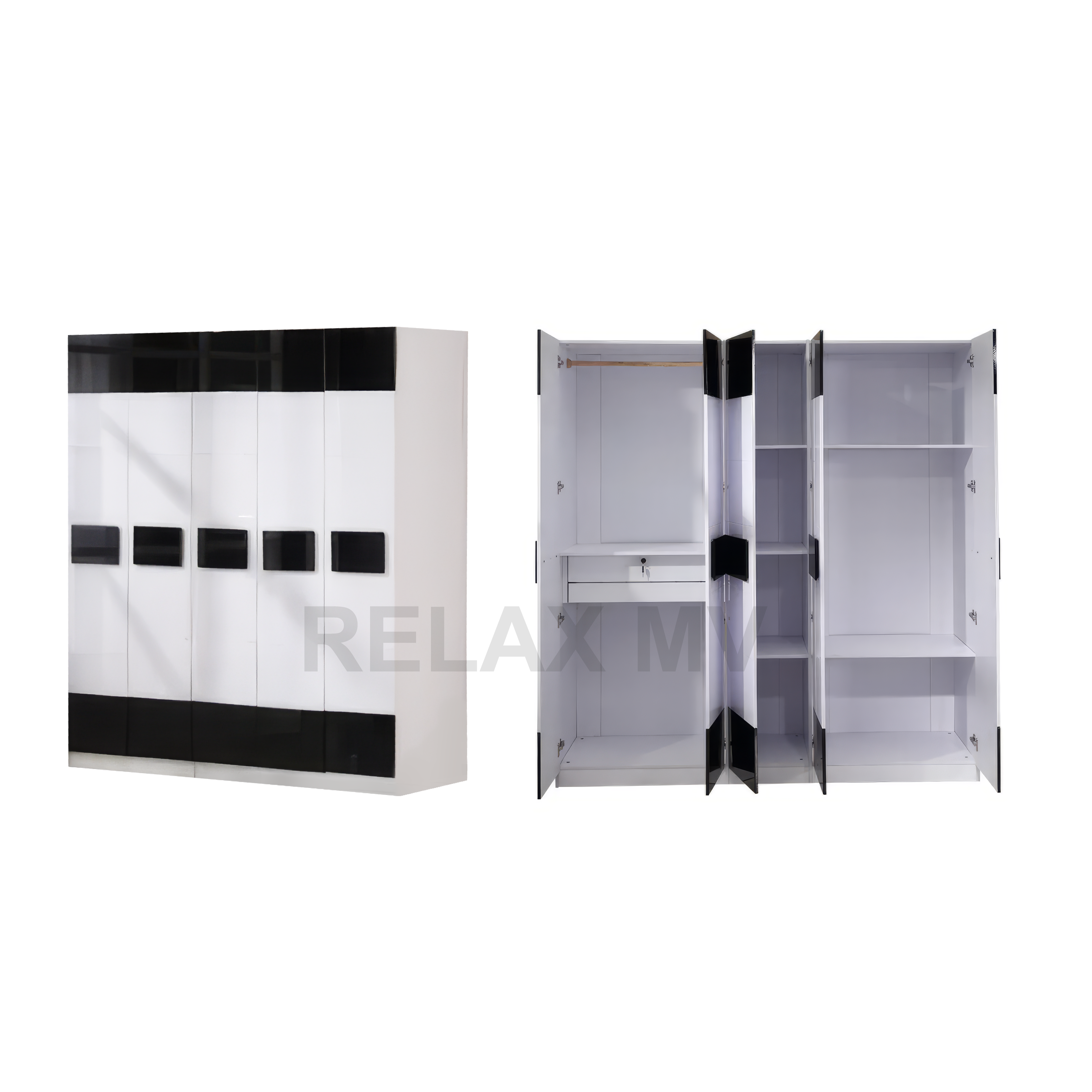Glossy Fiber Paint Coated Storage Bedroom set