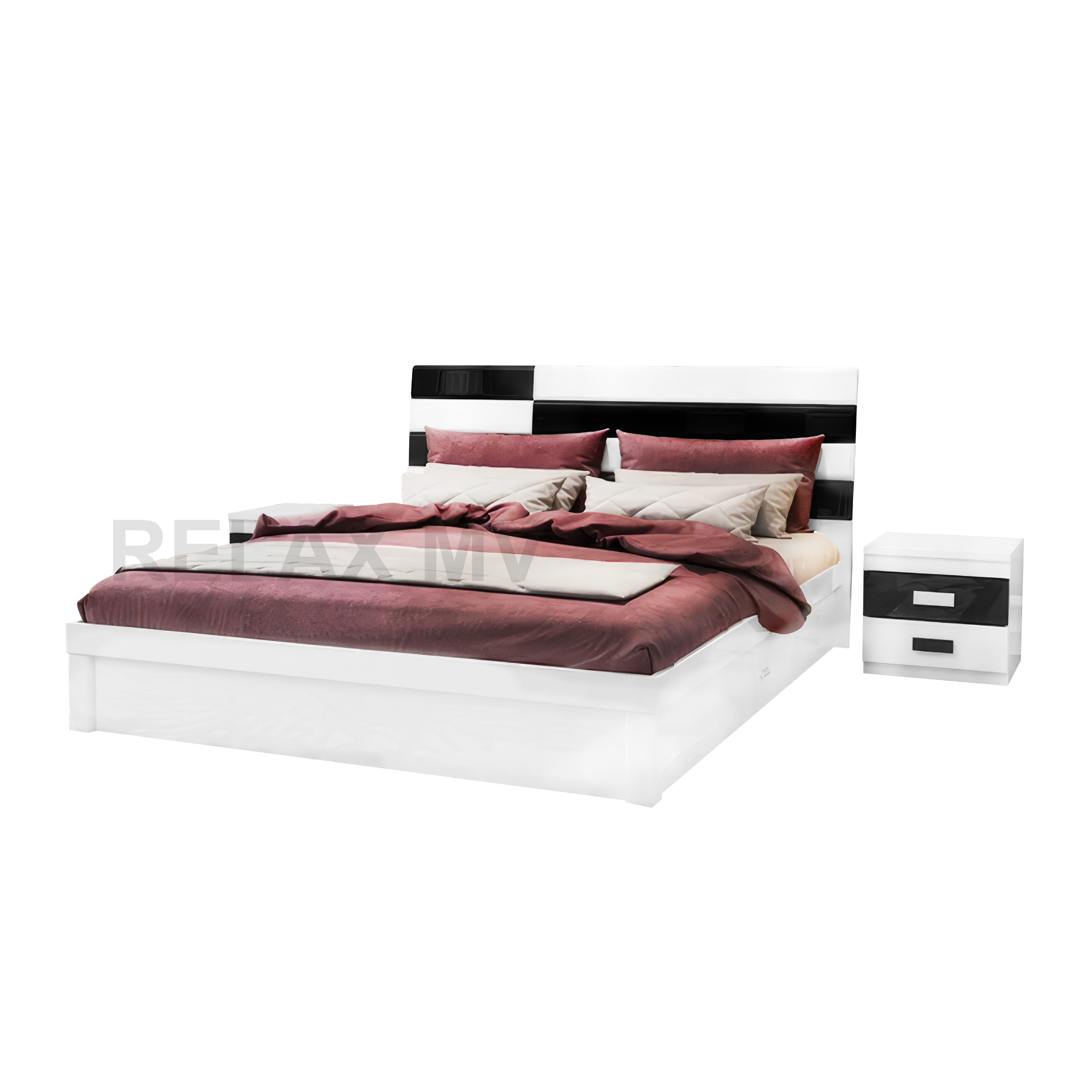 Glossy Fiber Paint Coated Storage Bedroom set