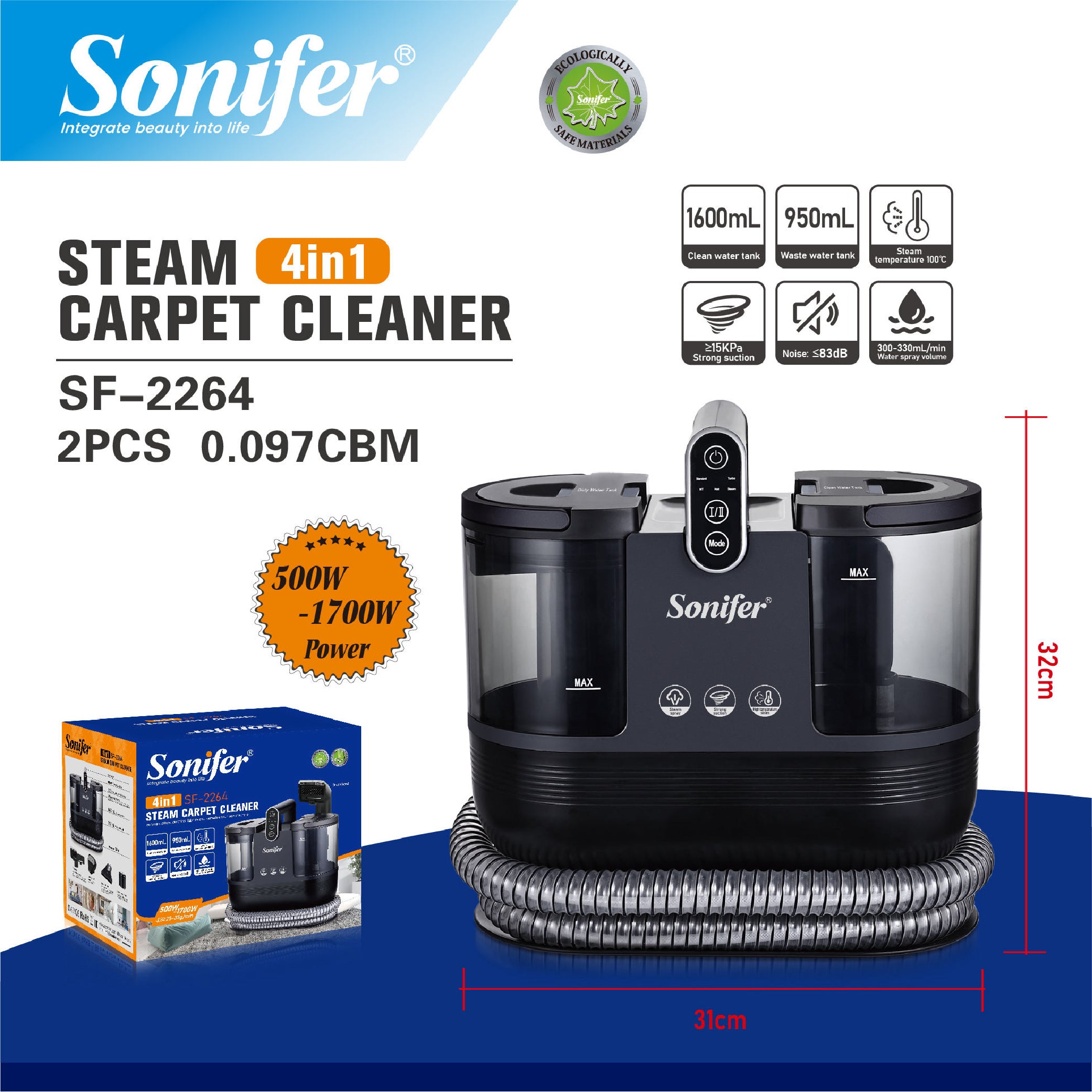 Sonifer - Multifunctional Sofa / Carpet Steam vacuum cleaner