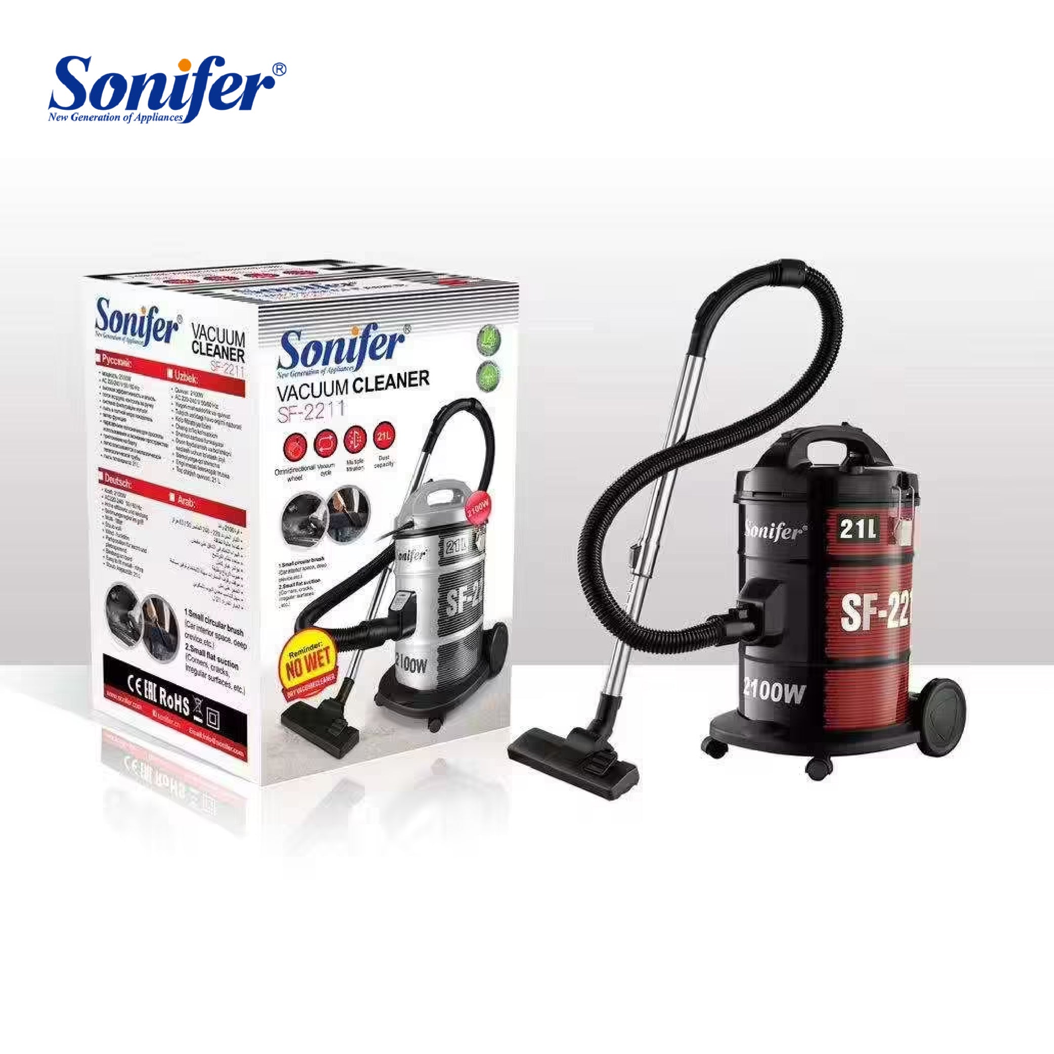 Sonifer - Dry drum vacuum cleaner - 4.2m - 21L