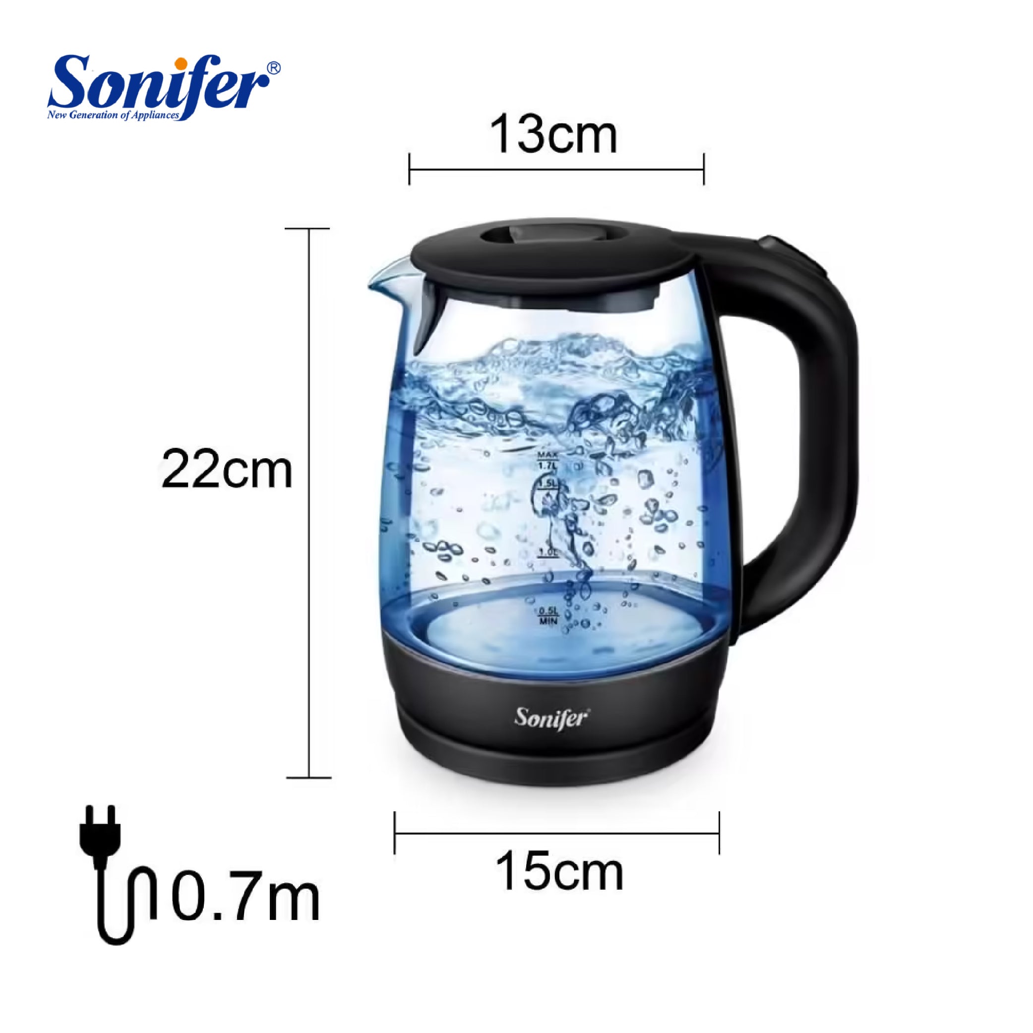 Sonifer - Glass Electric Kettle - 1.7L