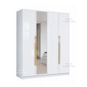 4 Door Wardrobe + Mirror - Glossy