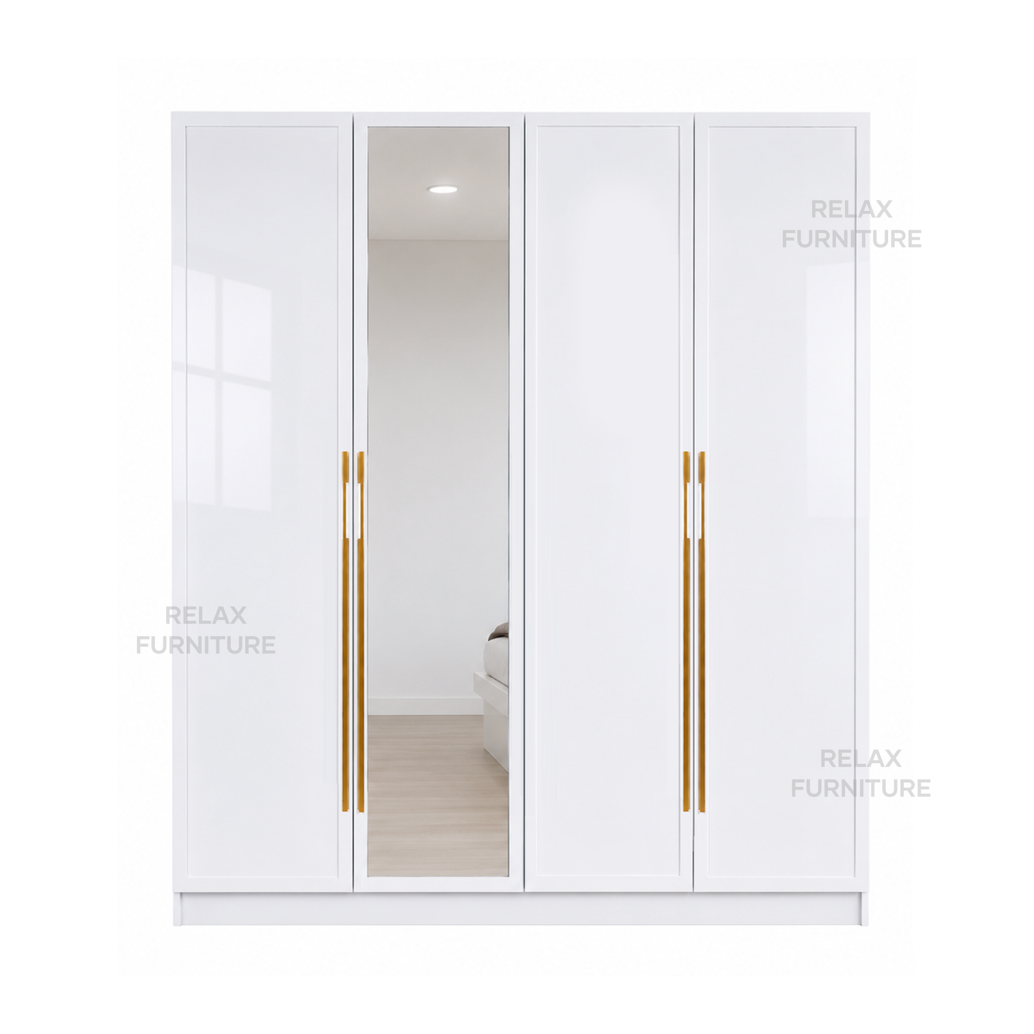 4 Door Wardrobe + Mirror - Glossy
