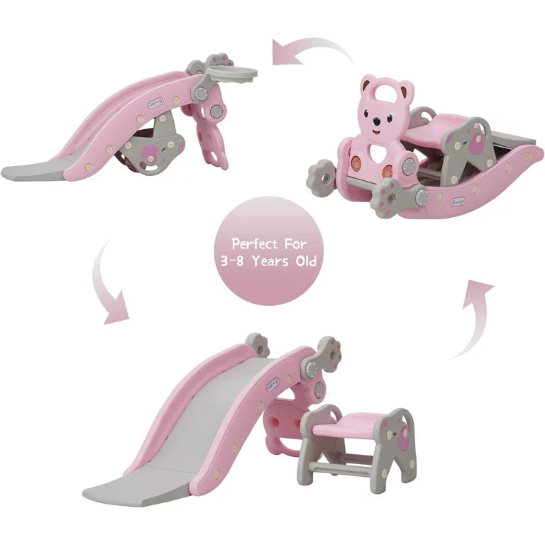 Convertible slide and rocker playset