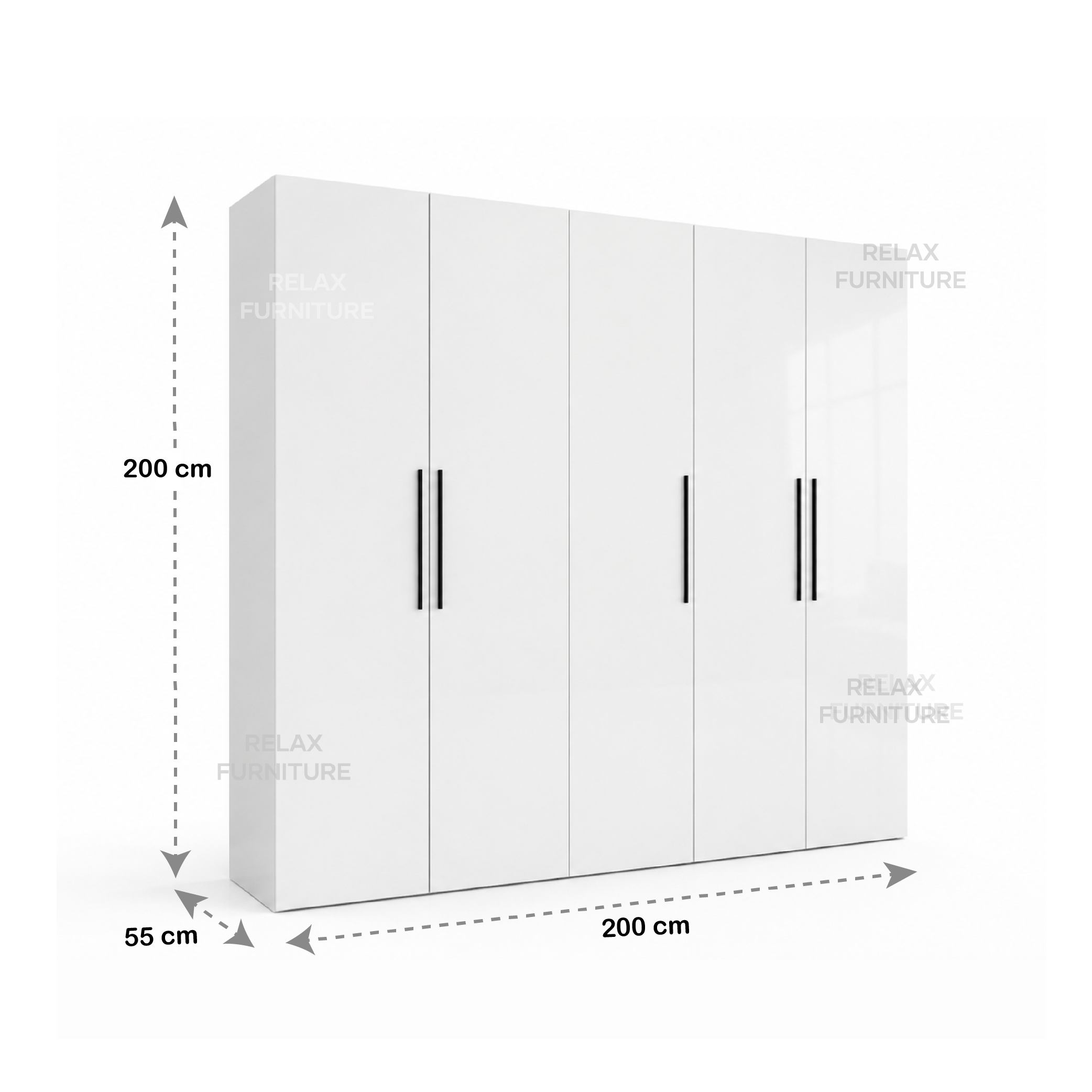 5 Door Wardrobe - Glossy