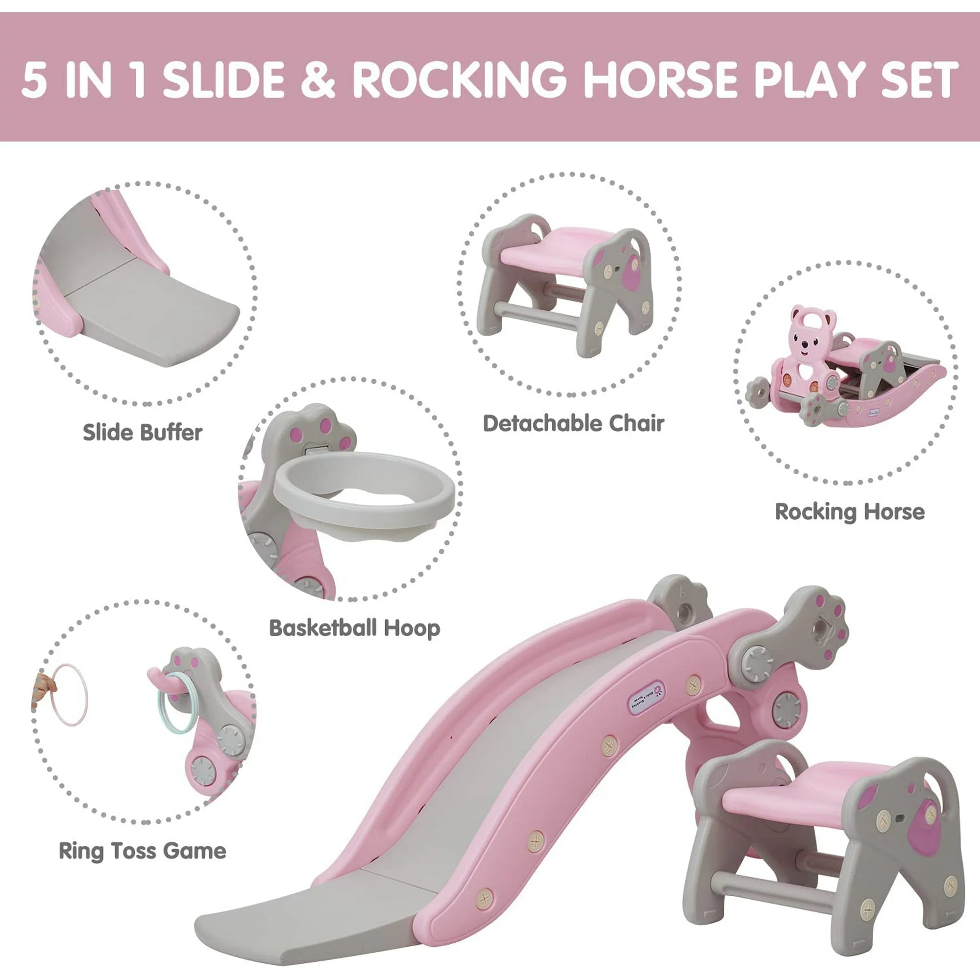 Convertible slide and rocker playset
