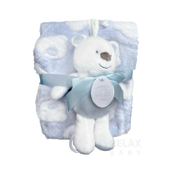 Baby blanket with soft toy