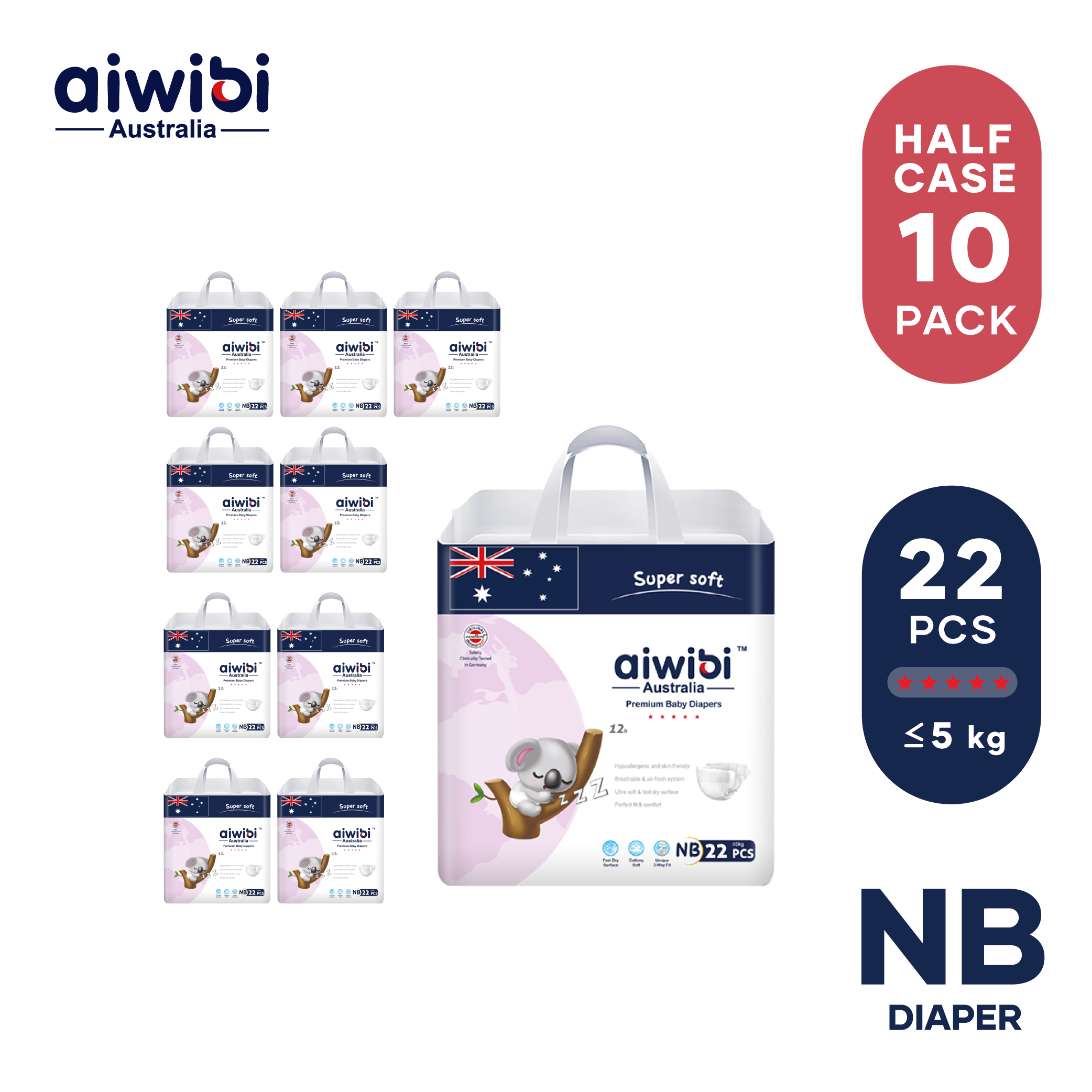 AIWIBI Diapers - NB - 22pcs