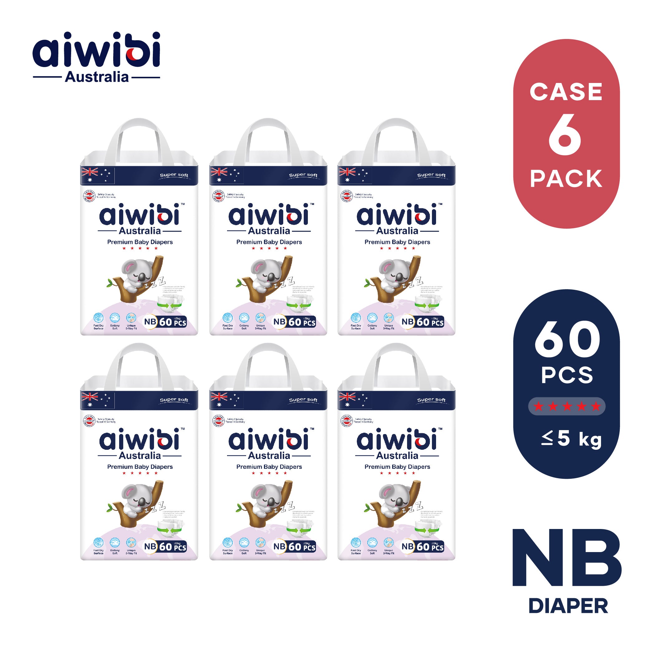 AIWIBI Diapers - NB - 60pcs