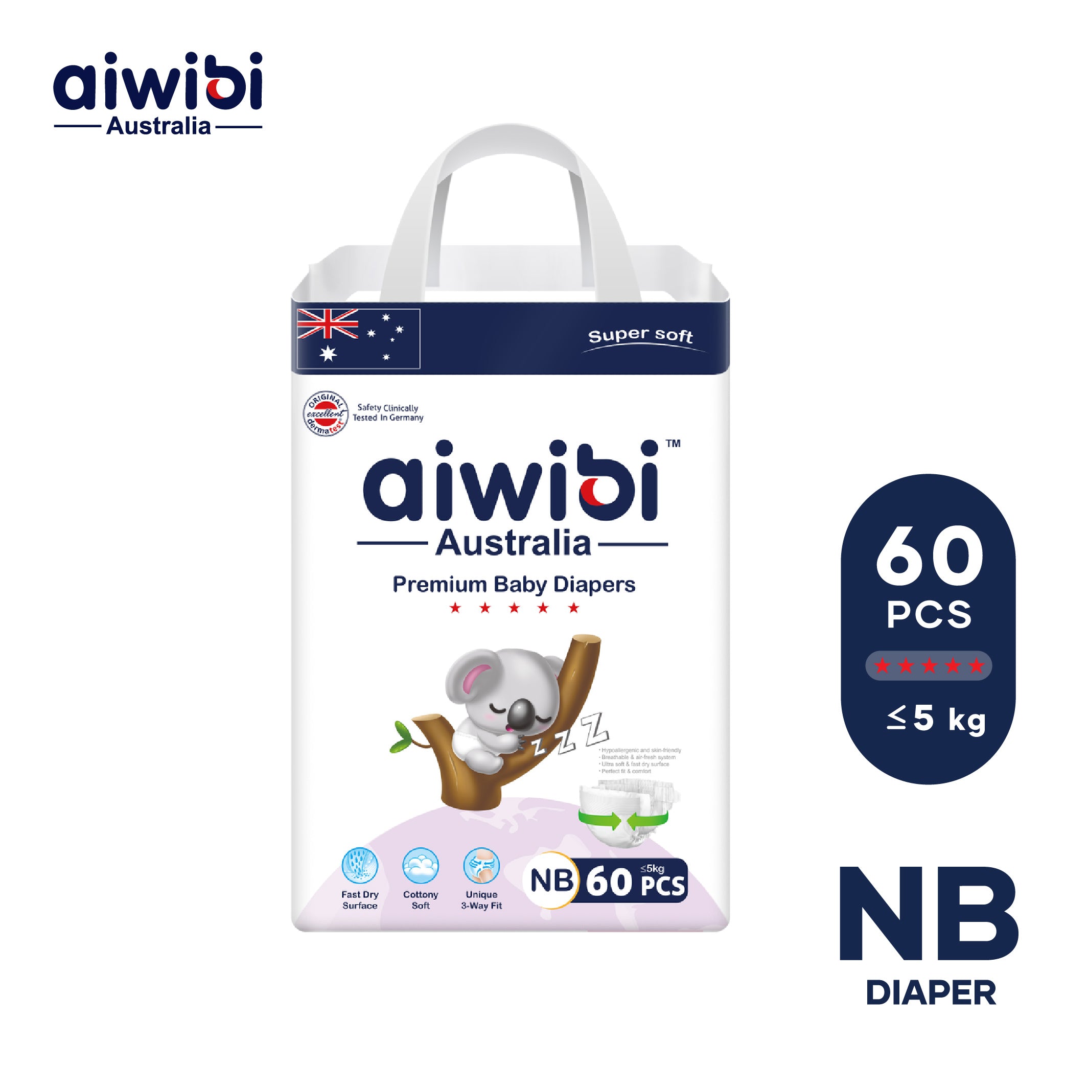 AIWIBI Diapers - NB - 60pcs
