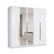 5 Door Wardrobe + 2 Mirror - Glossy