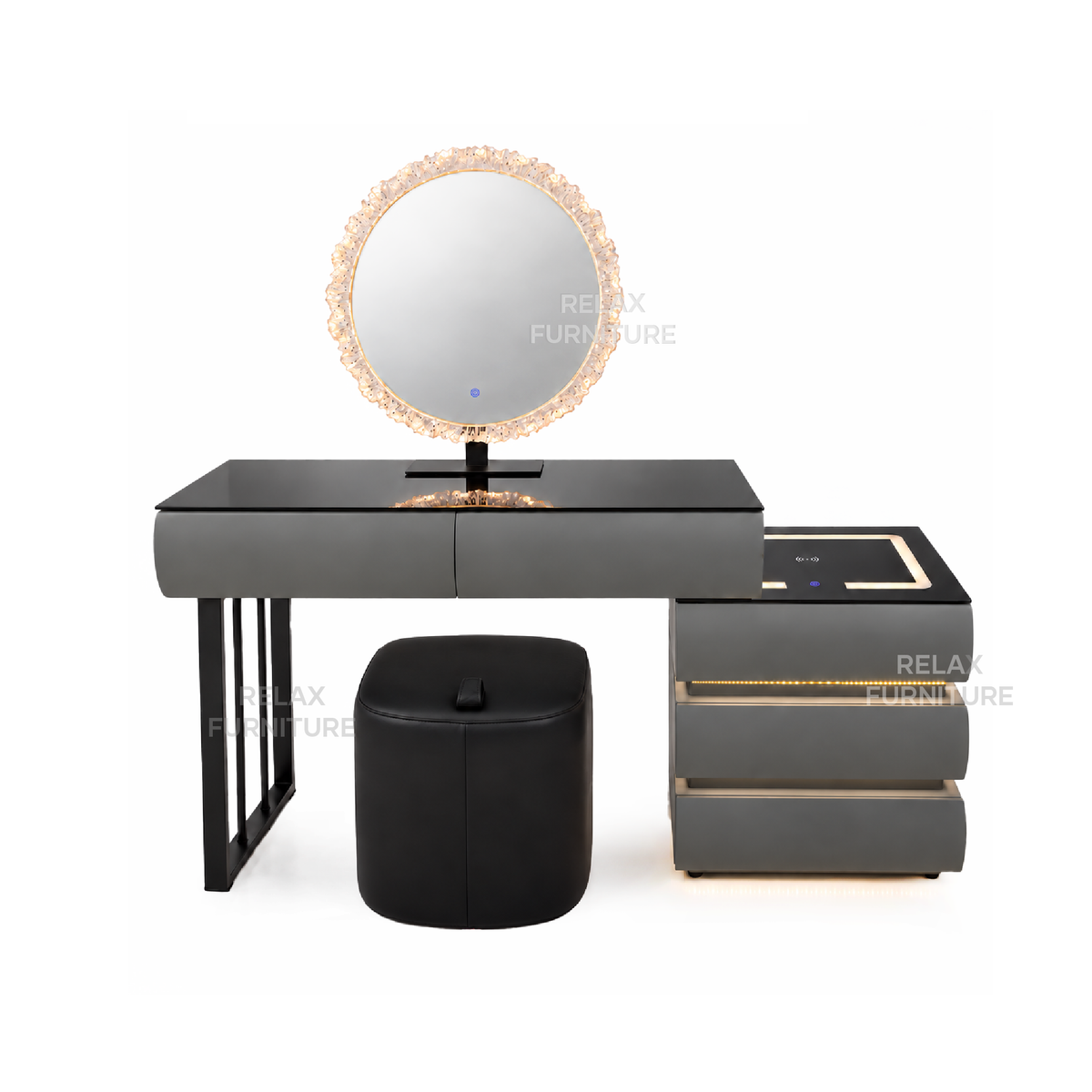 Dressing Table with LED & Wireless Phone Charging
