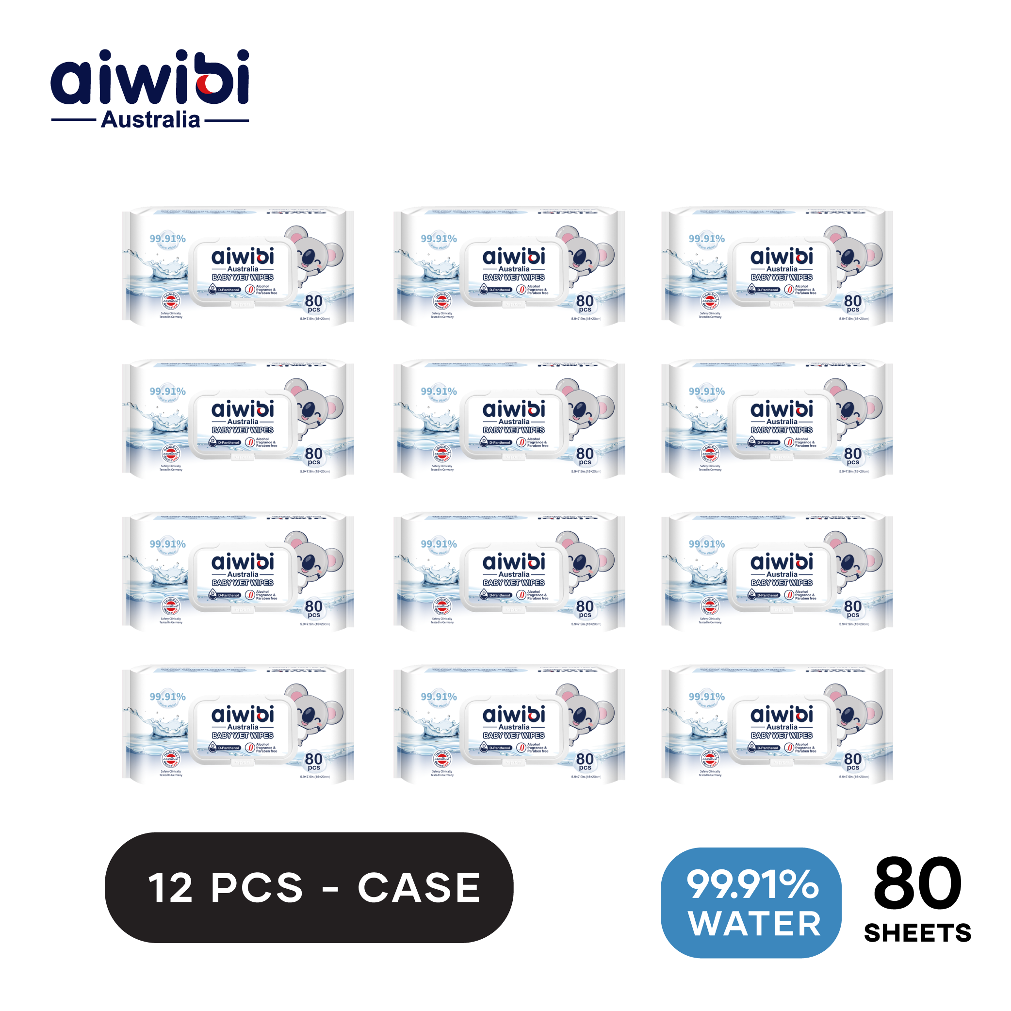 AIWIBI - 99.91% Pure Water - Wet Wipes (80pcs)
