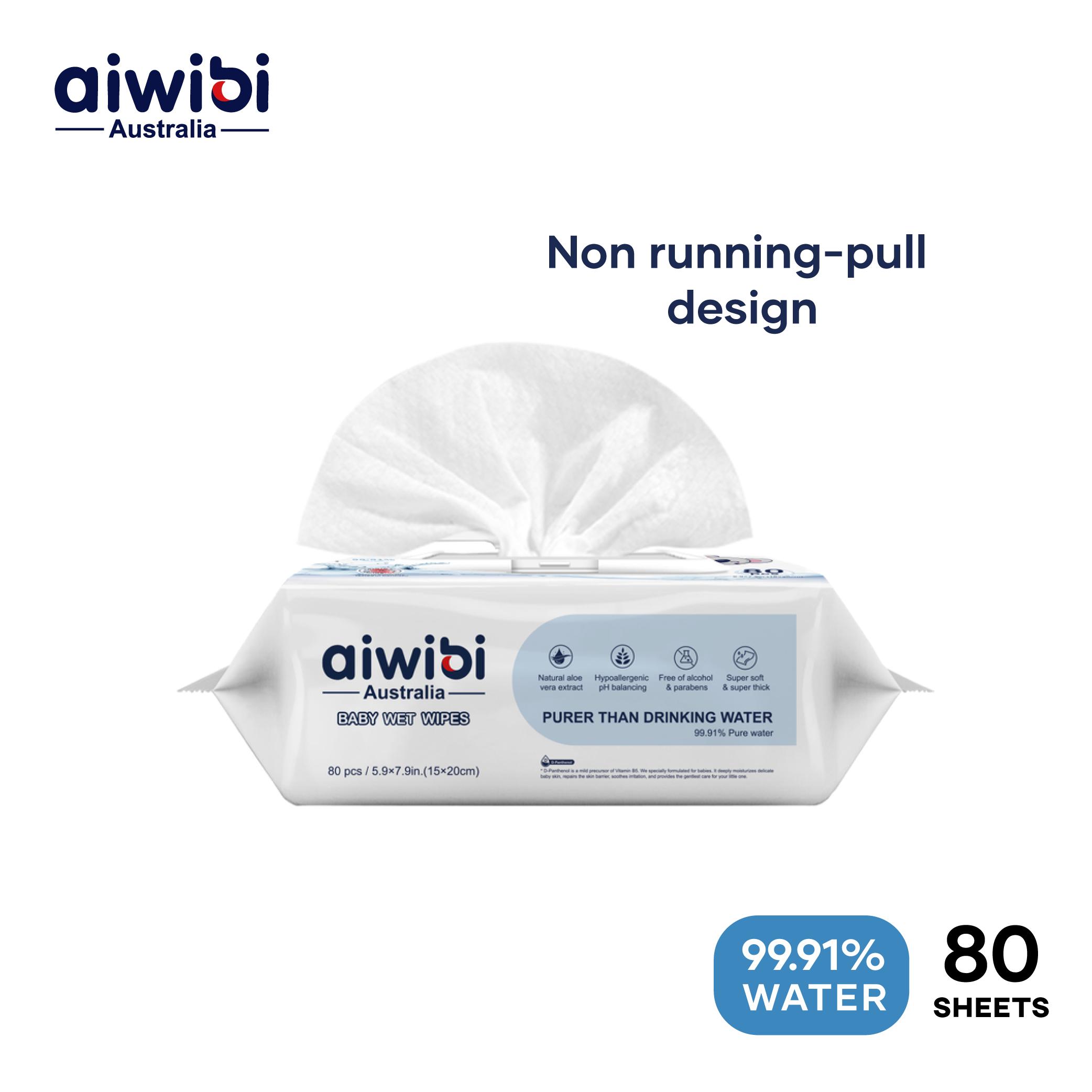 AIWIBI - 99.91% Pure Water - Wet Wipes (80pcs)