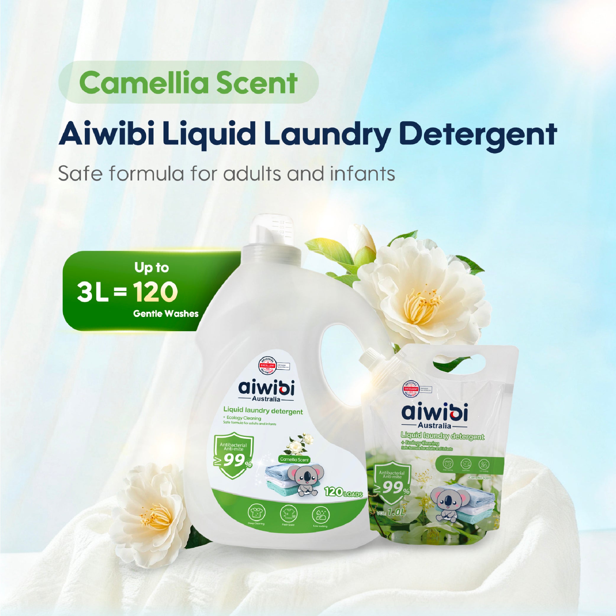 Aiwibi - Antibacterial Laundry Detergent - Camellia 3L