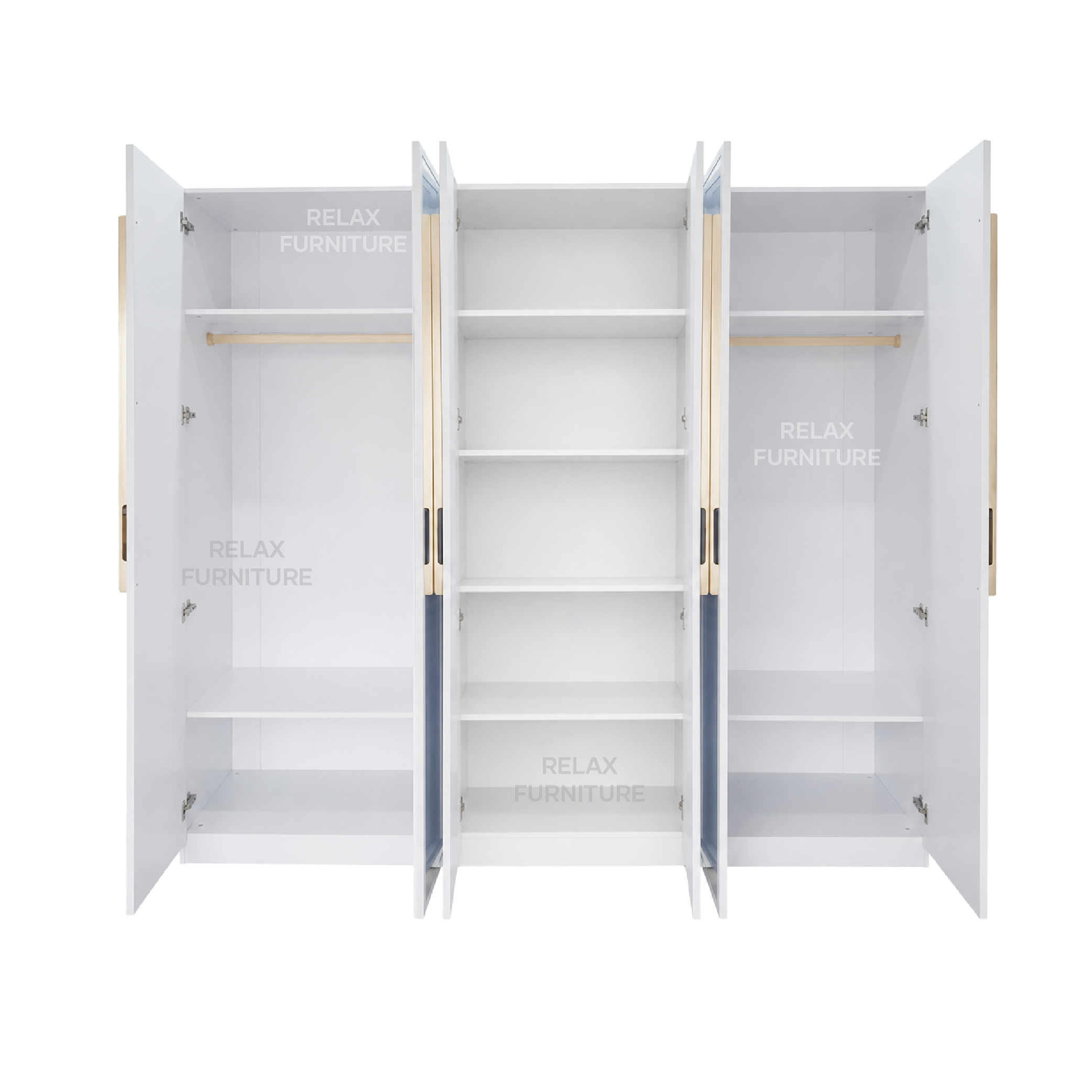 6 Door Wardrobe + 2 Mirror - Glossy