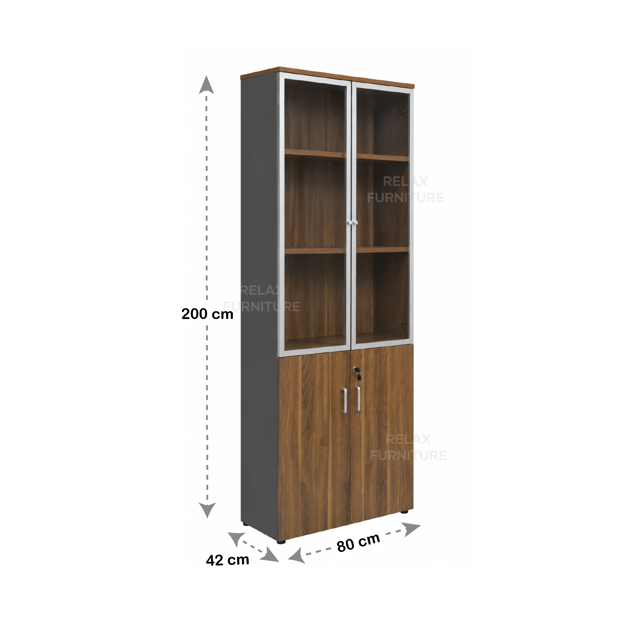 Filing Cabinet with Glass Doors