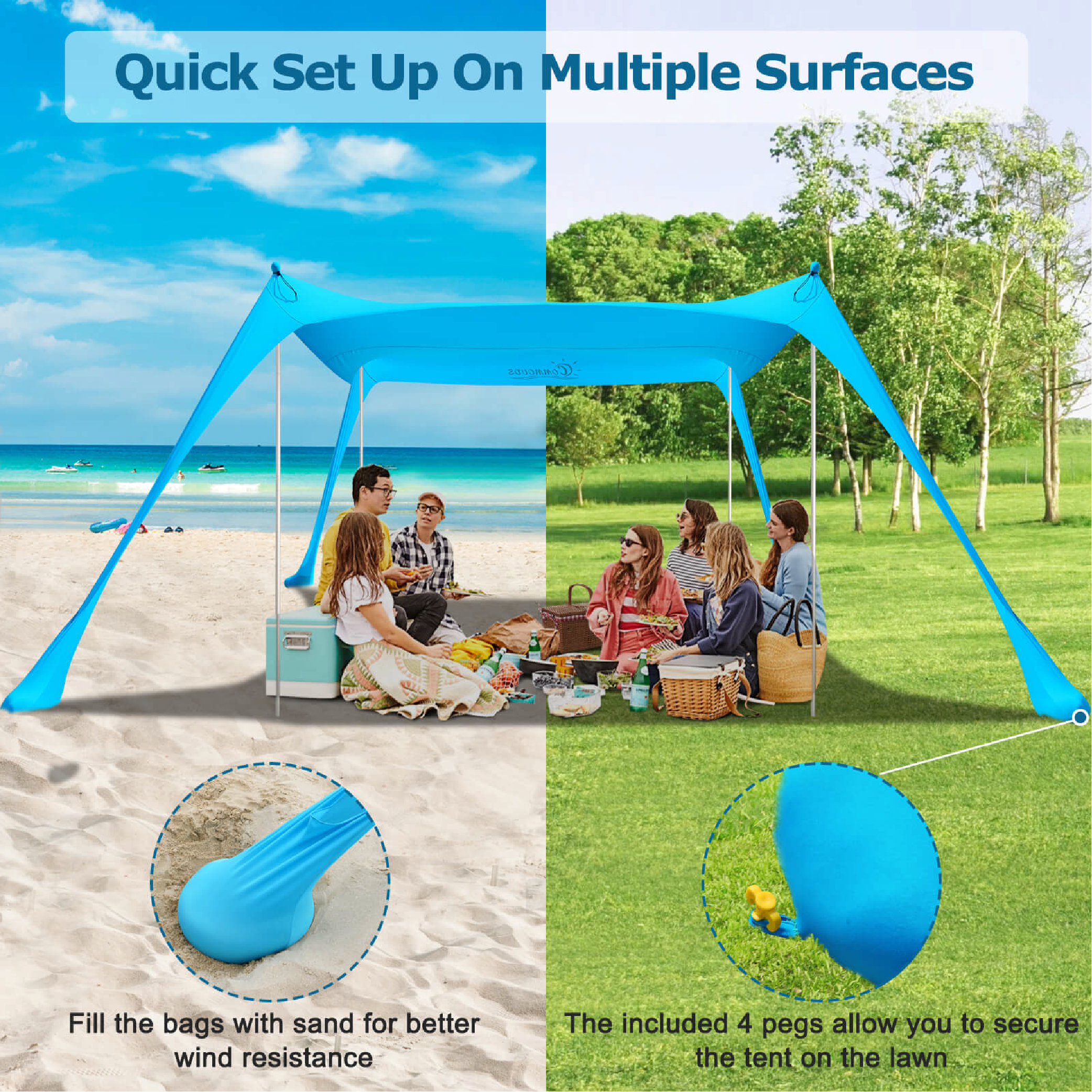 Portable sun shelter - 3x3 m