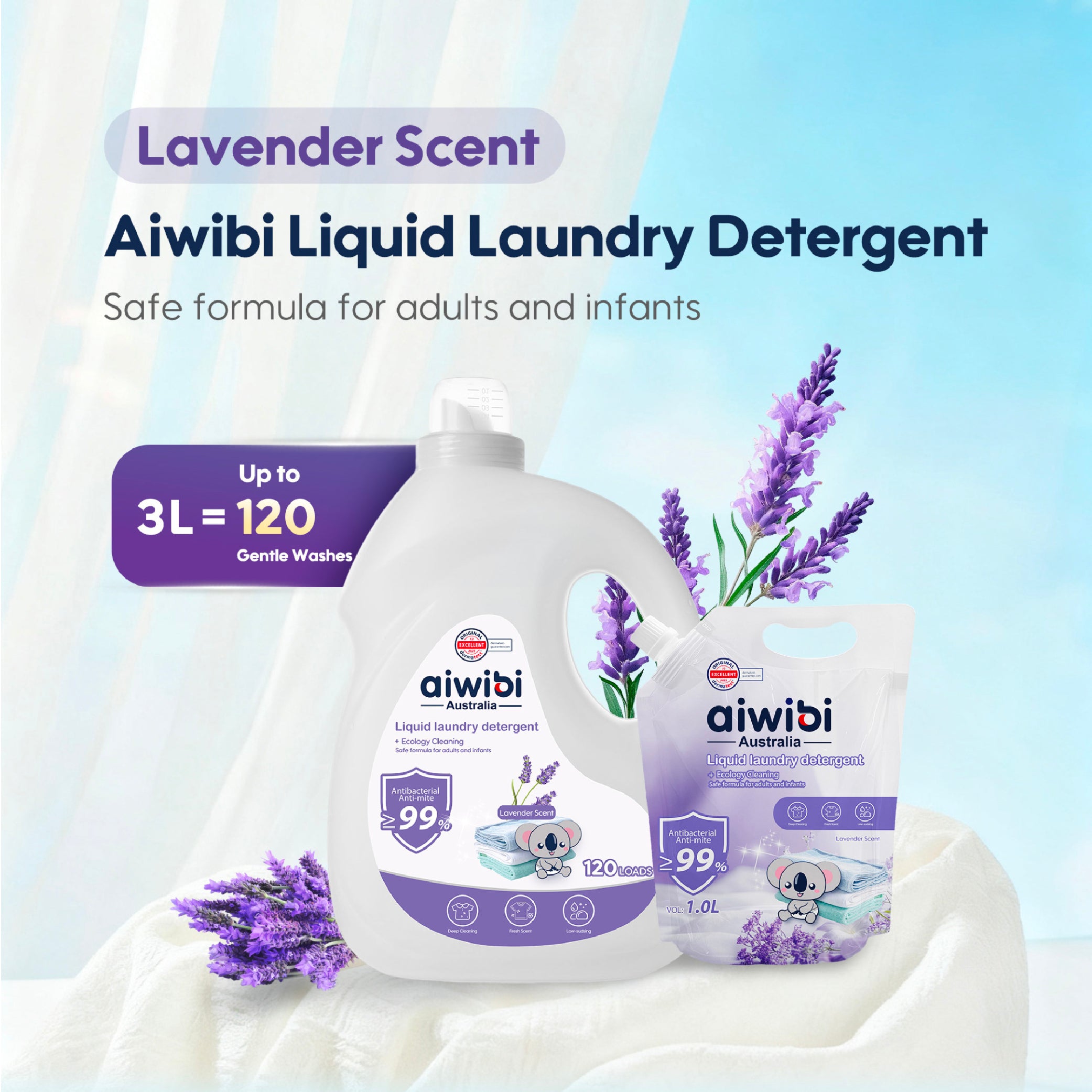 Aiwibi - Antibacterial Laundry Detergent - Lavender - 1 L