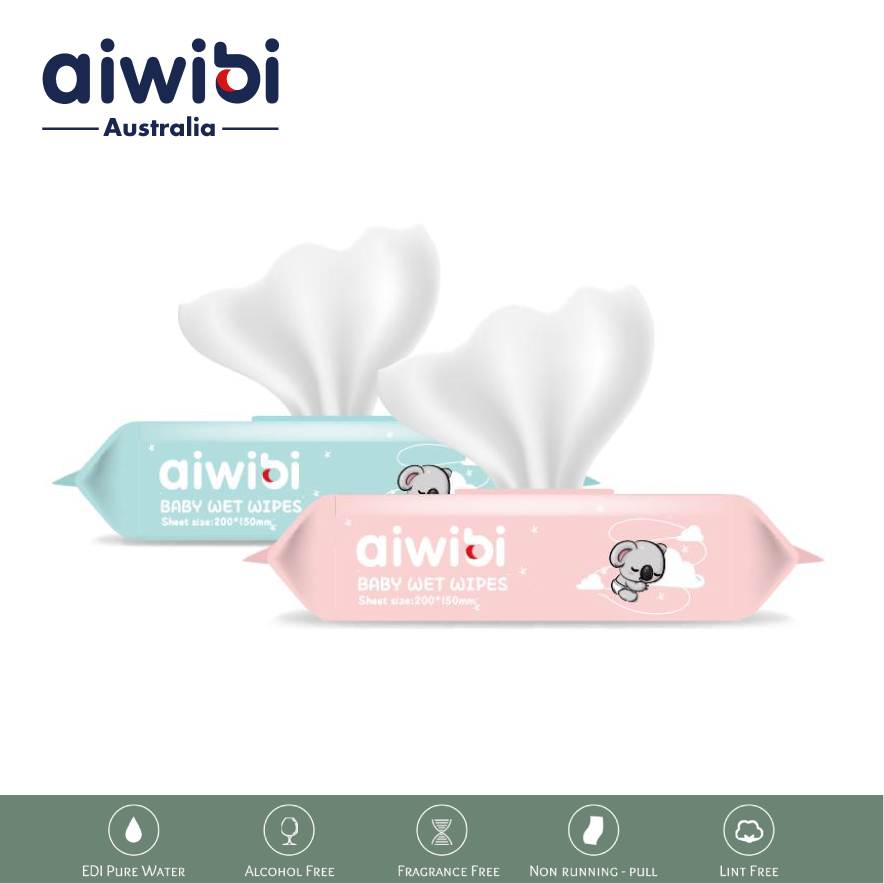 AIWIBI Water-based Wet Wipes (20pcs) - Fragrance free
