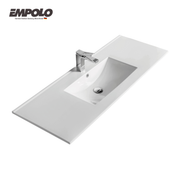 Thin ceramic basin with overflow