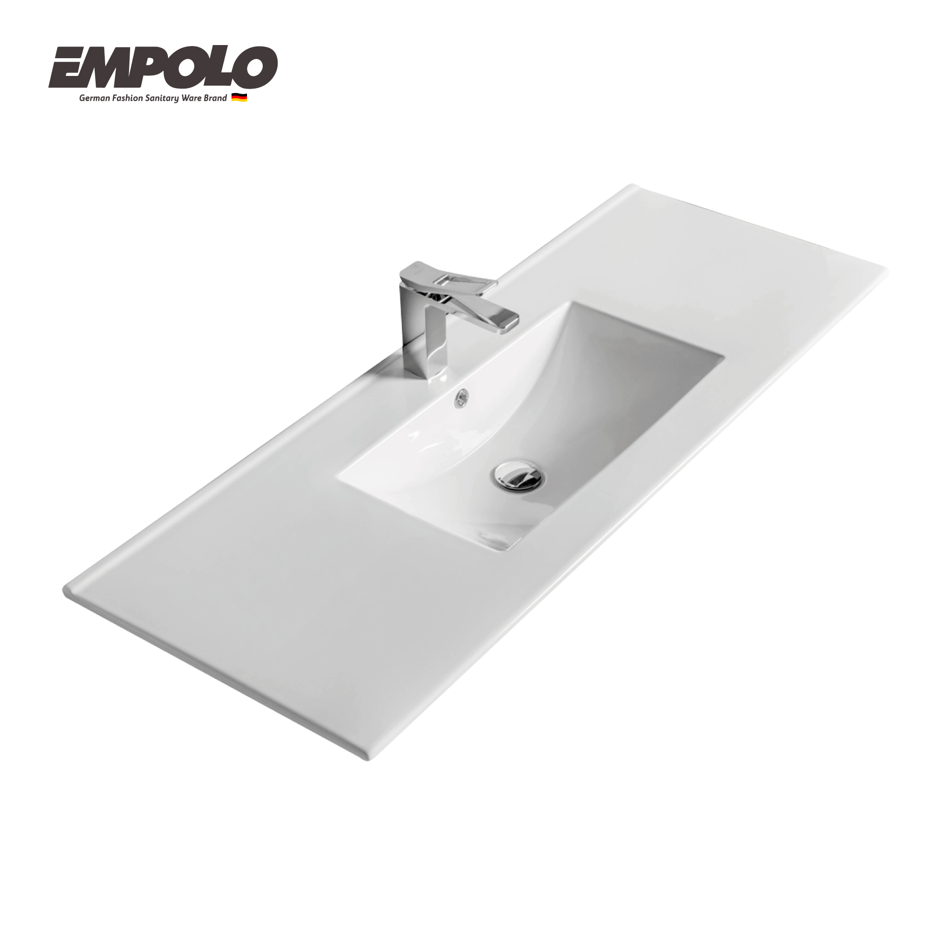 Thin ceramic basin with overflow