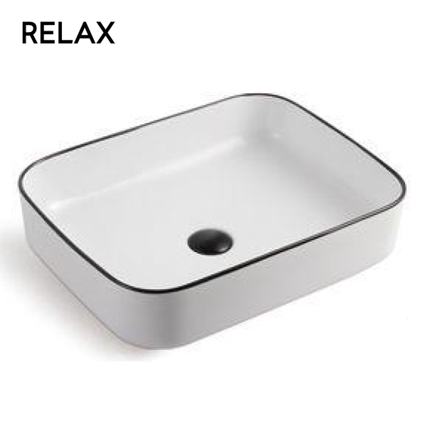 White with black Ceramic Art Basin