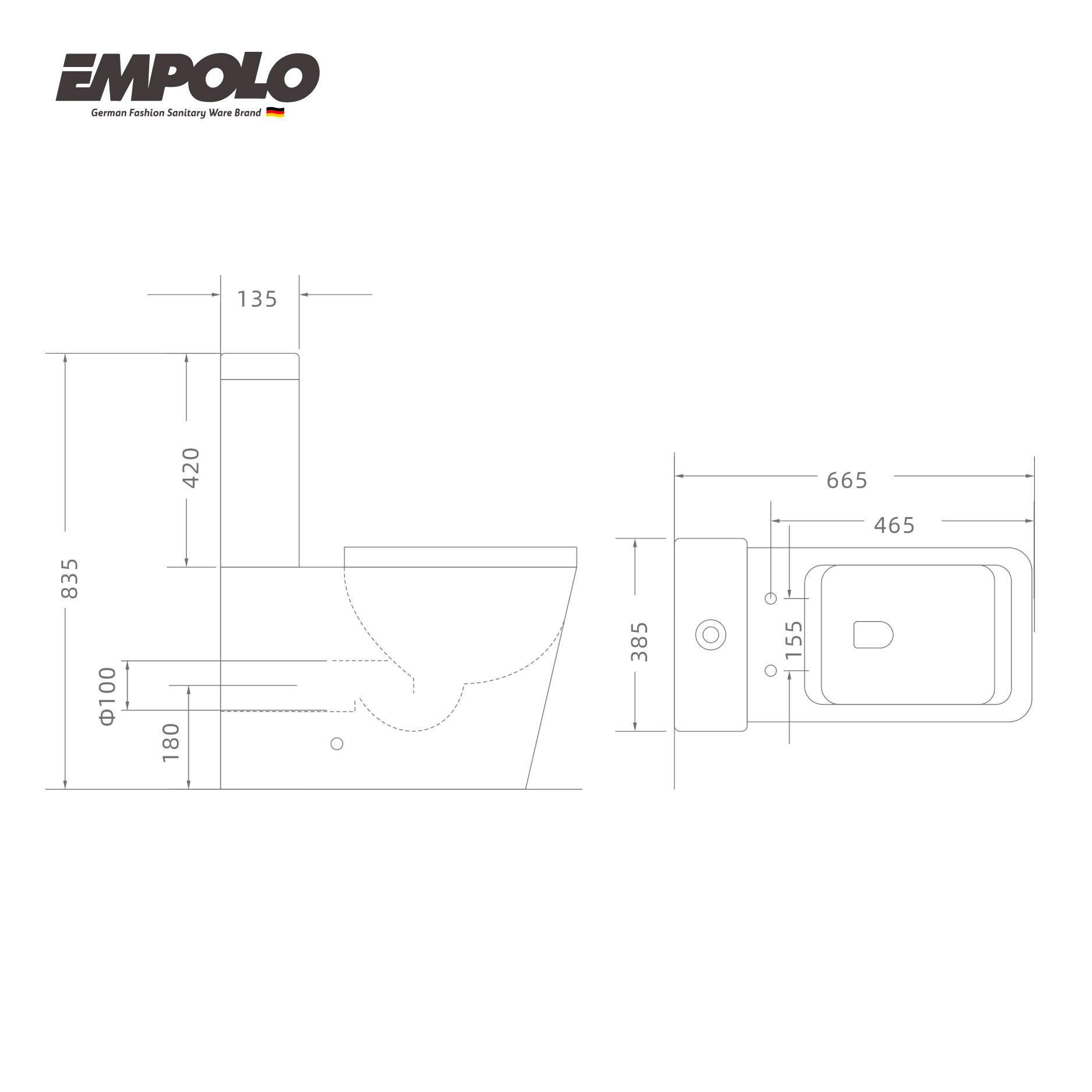 Two-piece toilet - Ceramic