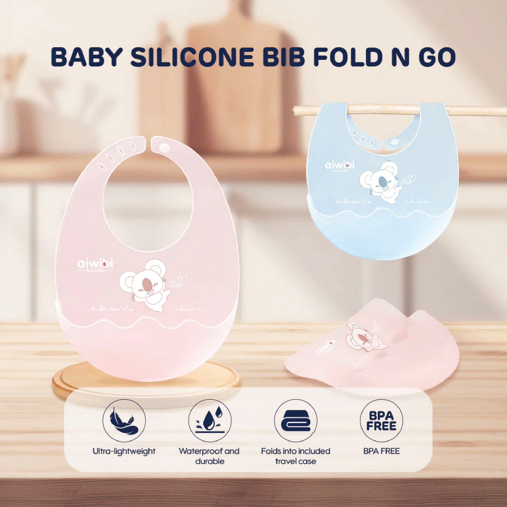 Aiwibi - 'Fold n Go' travel Bib with case