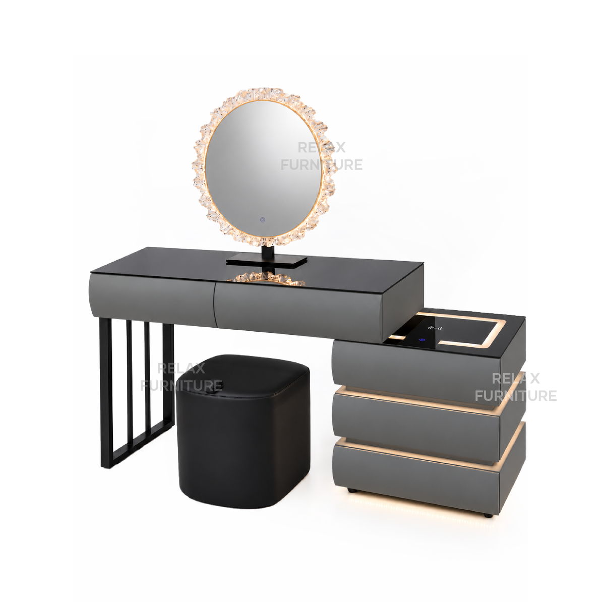 Dressing Table with LED & Wireless Phone Charging
