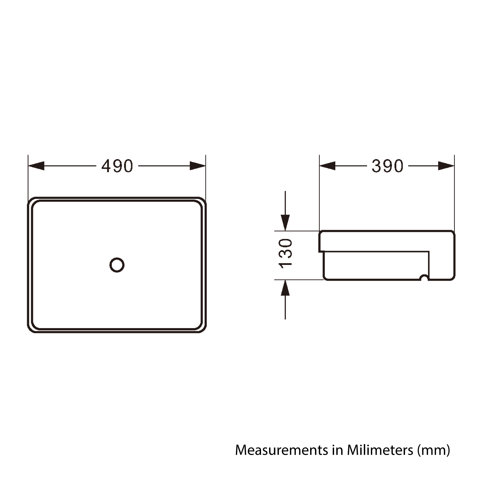 Semi recessed basin - Ceramic - Gloss white