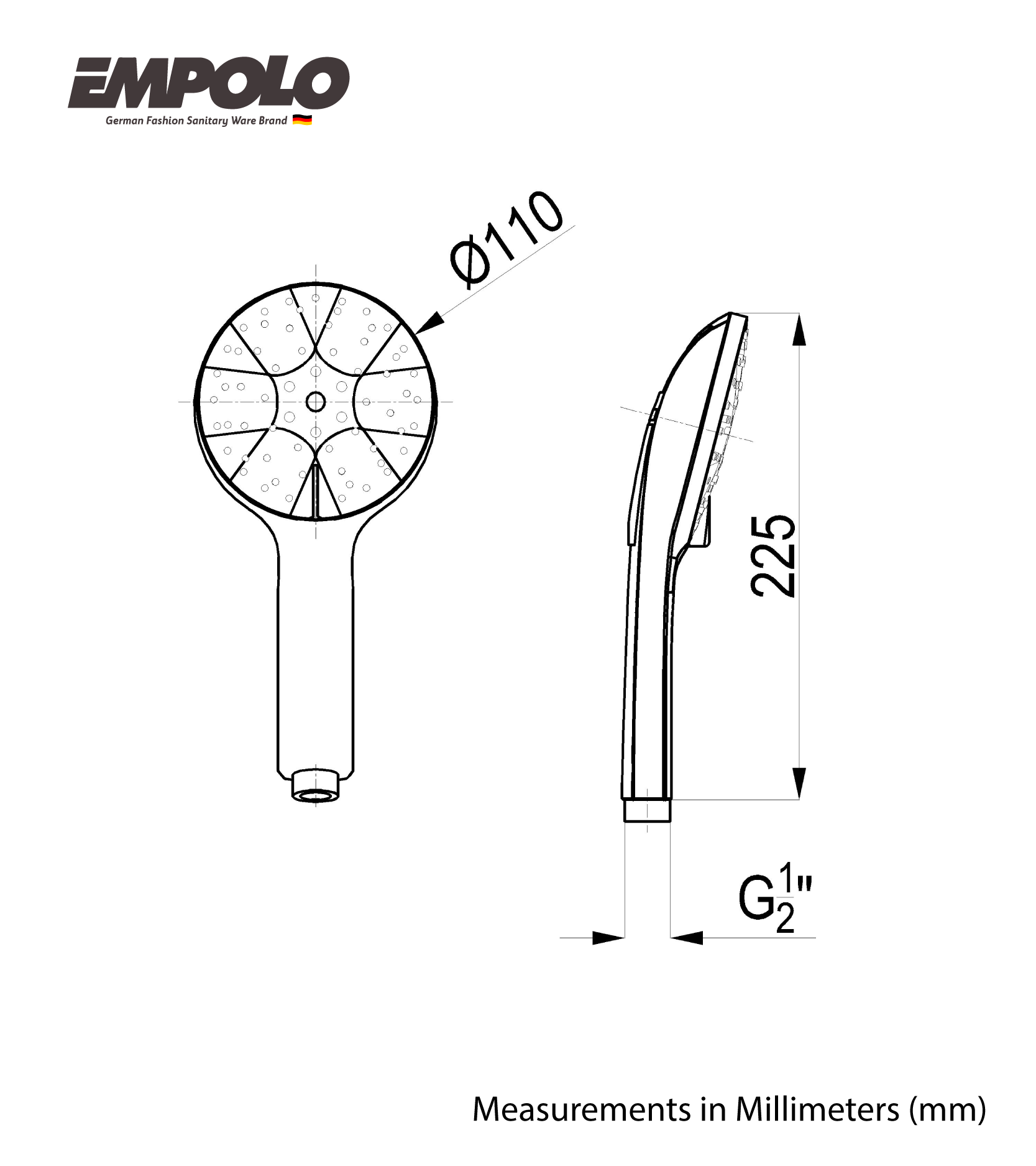 Hand Shower - ABS - Chrome