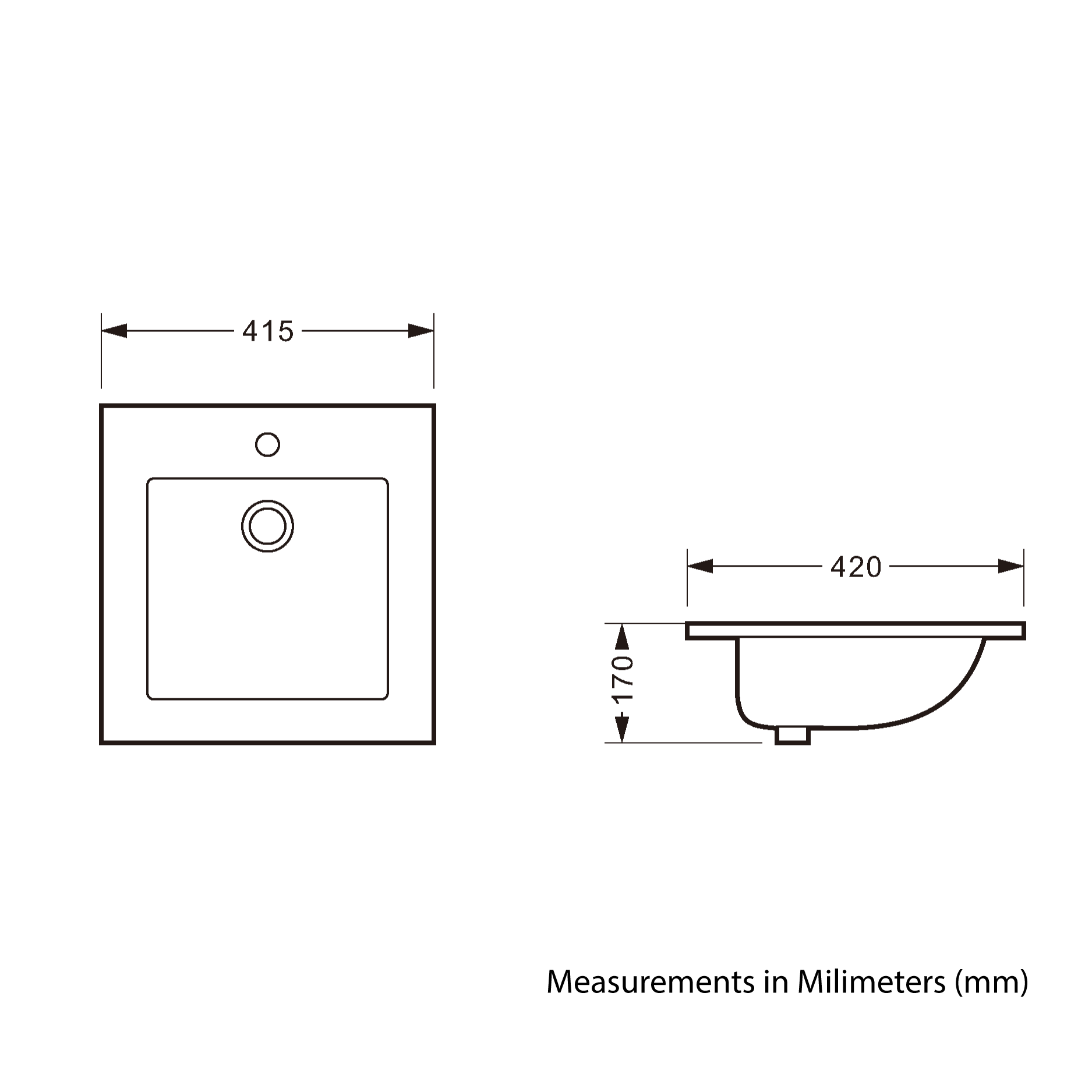 Semi recessed basin - Ceramic - Gloss white