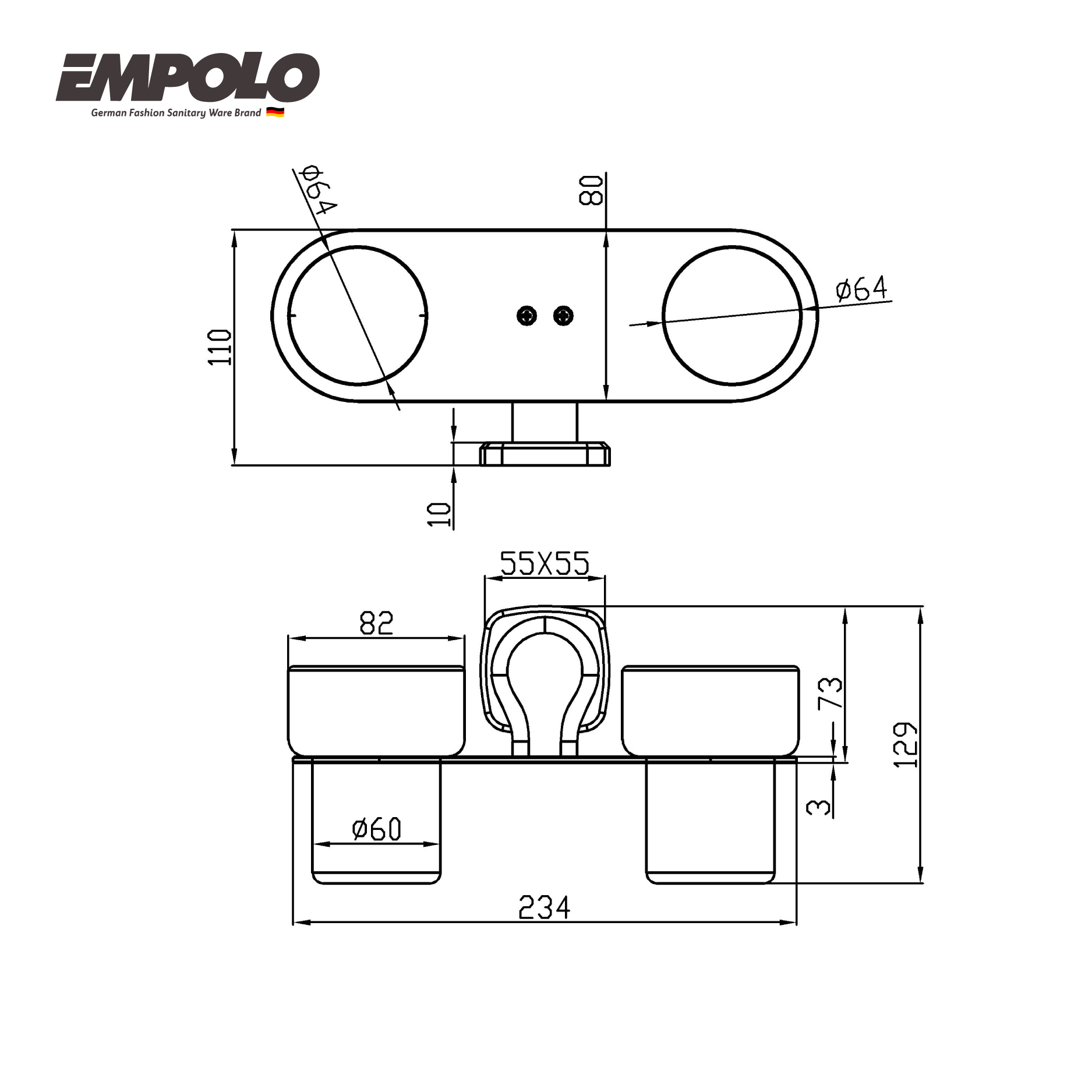 Double tumbler holder - Brass