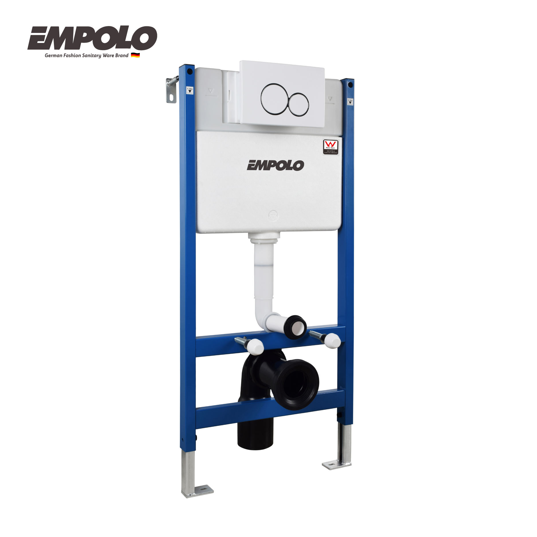 In-wall plastic tank with iron steel frame