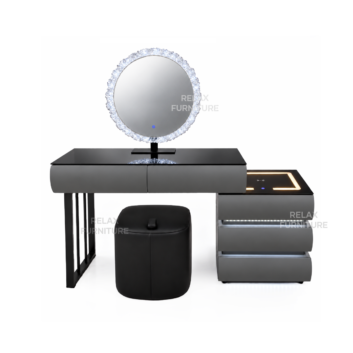 Dressing Table with LED & Wireless Phone Charging