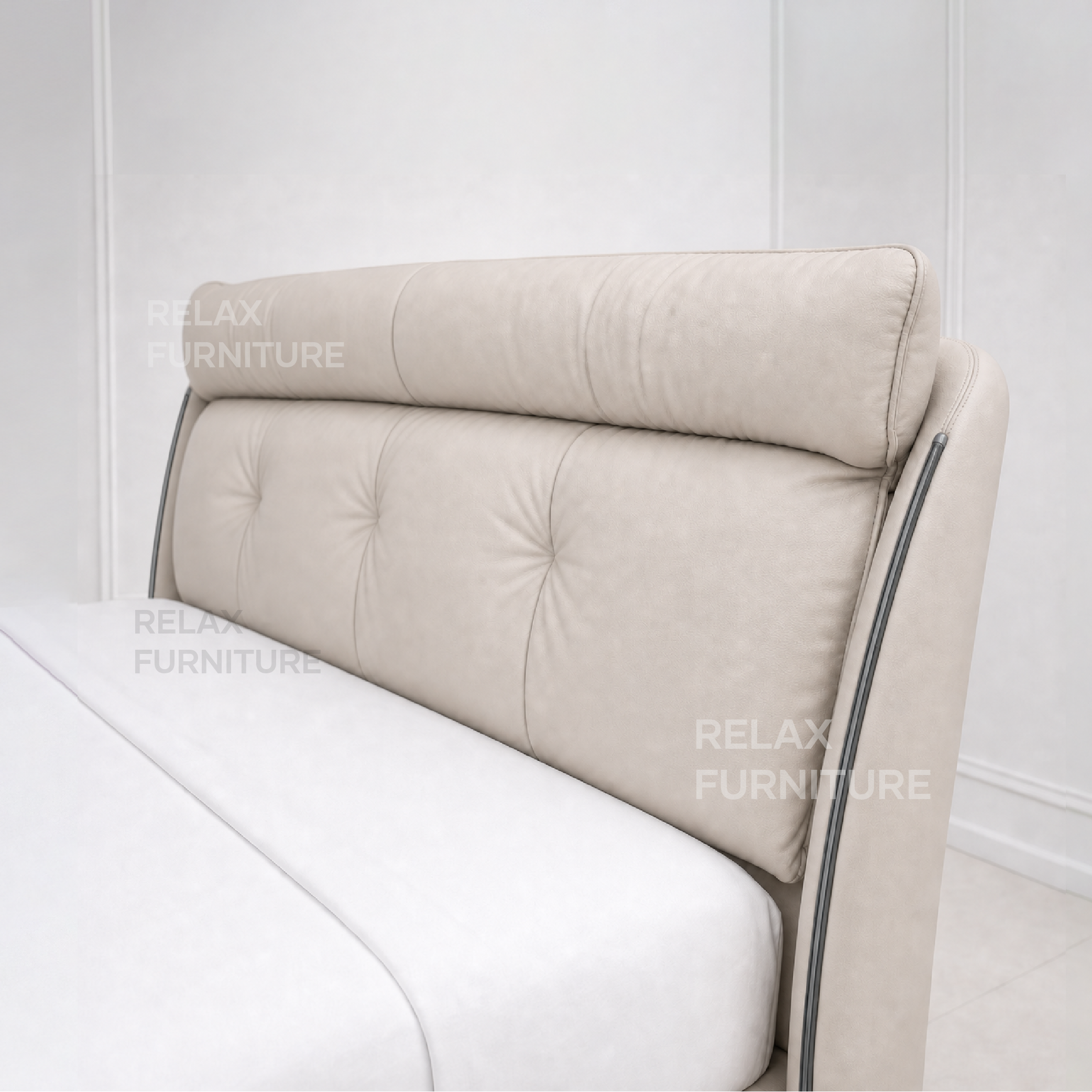 Leather Storage Bed with 2 Side Tables - King size