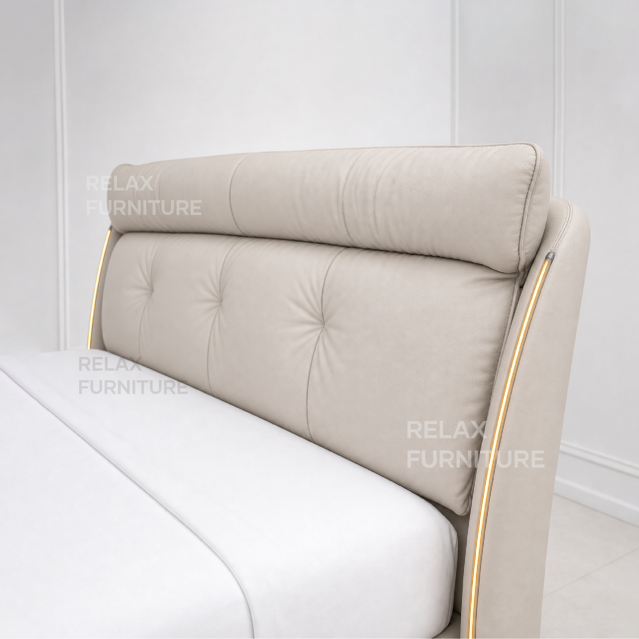 Leather Storage Bed with 2 Side Tables - King size