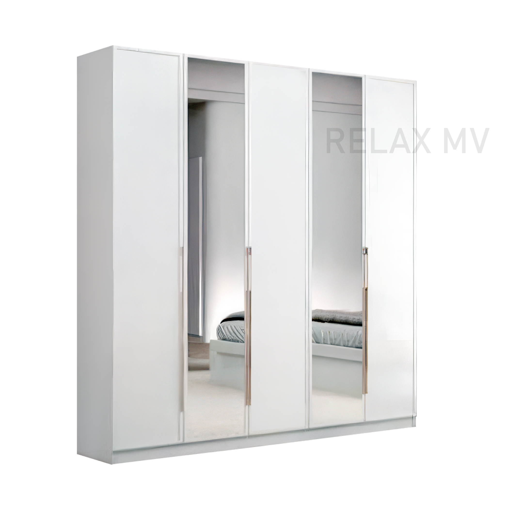Glossy Fiber Paint Coated Storage Bedroom set (with Mirror)