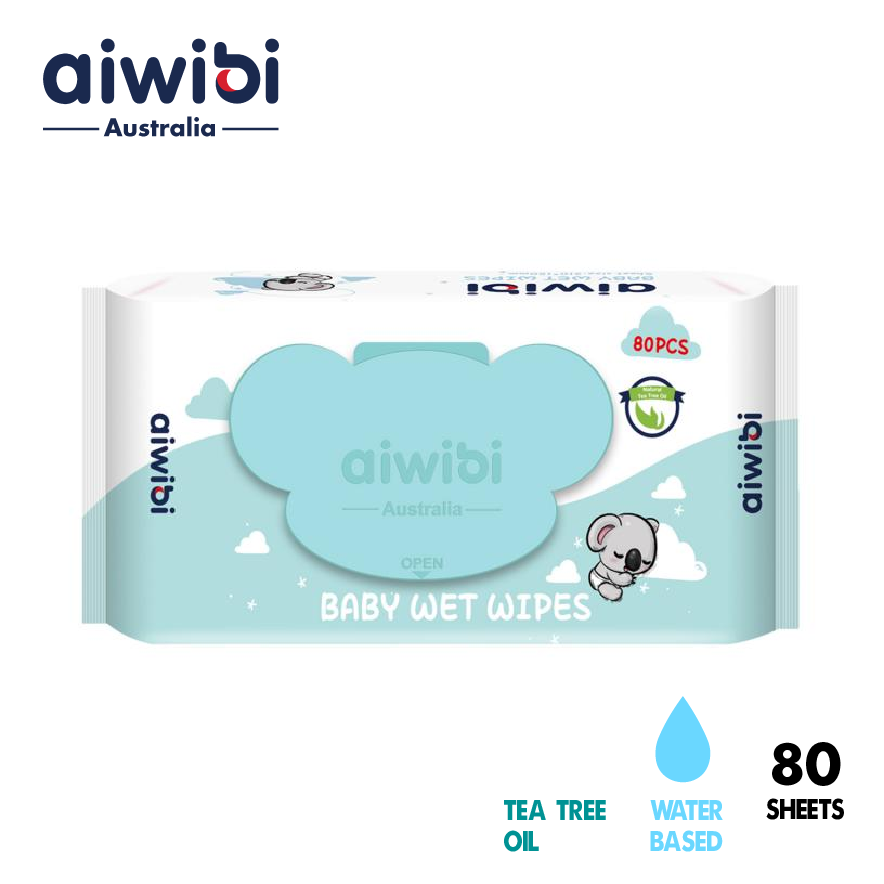 AIWIBI Skin-friendly Wet Wipes (80pcs) - Natural Tea Tree Oil