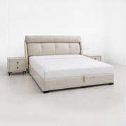 Leather Storage Bed with 2 Side Tables - King size