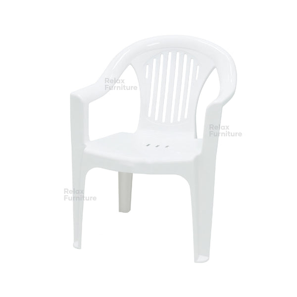 Plastic chair with arm - white